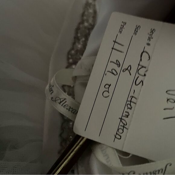 Justin Alexander Wedding Strapless Tulle Pearl Princess Wedding Gown Dress‎ 8945 - Picture 10 of 12